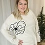 CARPETRA LS FLOWER EMB O-NECK CC KNT Birch/Black