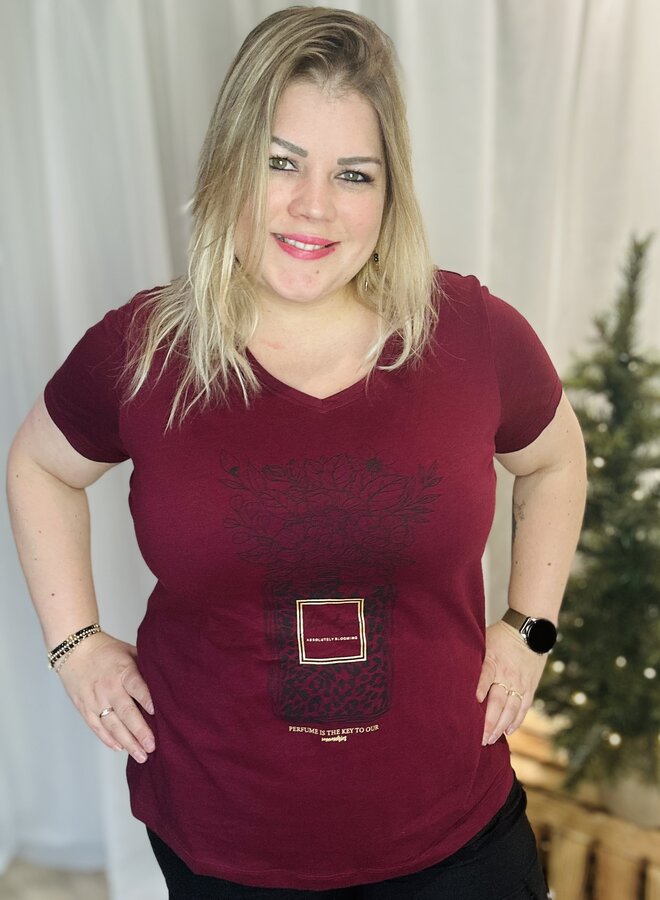 CARLYDIA LIFE SS V-NECK REG TEE JRS Zinfandel/PERFFUME