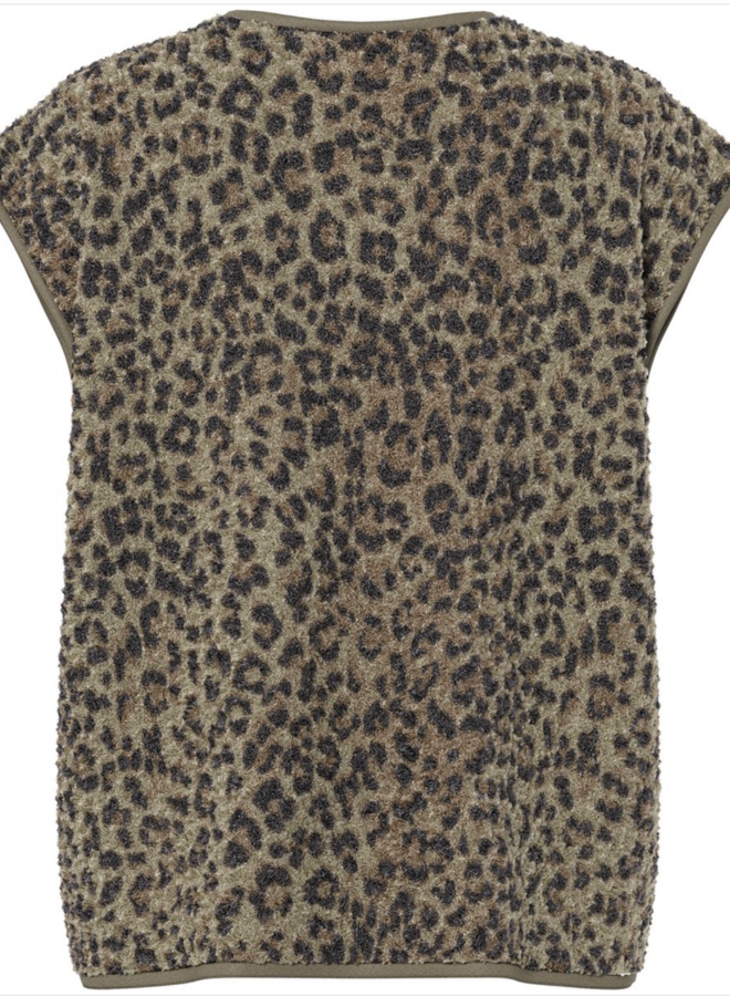 PCKATTY TEDDY VEST BC QX Tannin/Leopard