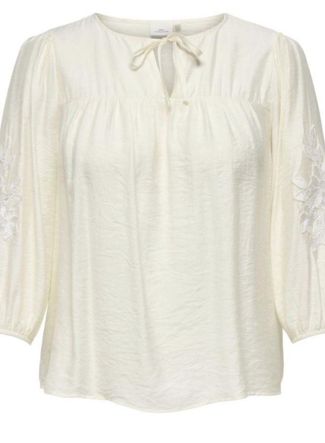 CARLANNE LS EMB TOP WVN Sandshell