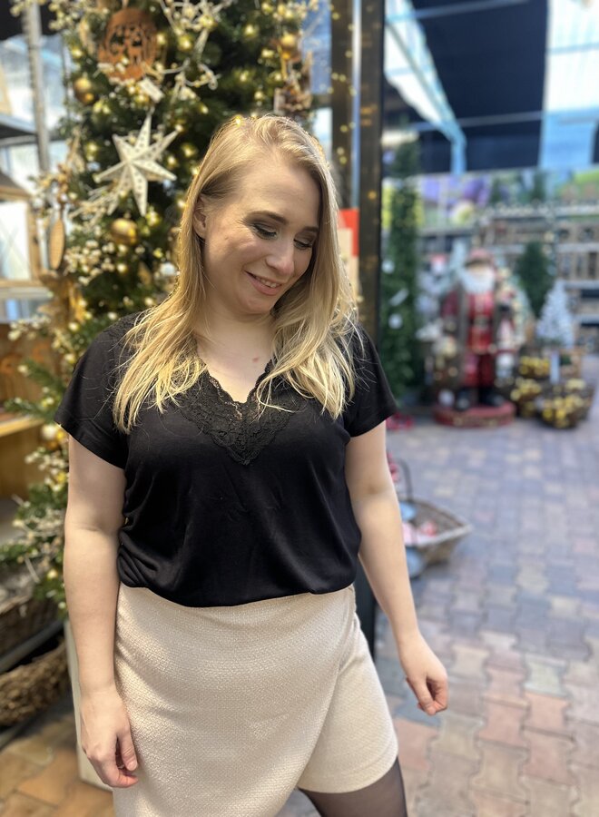 CARNICKY LIFE CAPSLEEVE V-NEKC TOP JRS Black