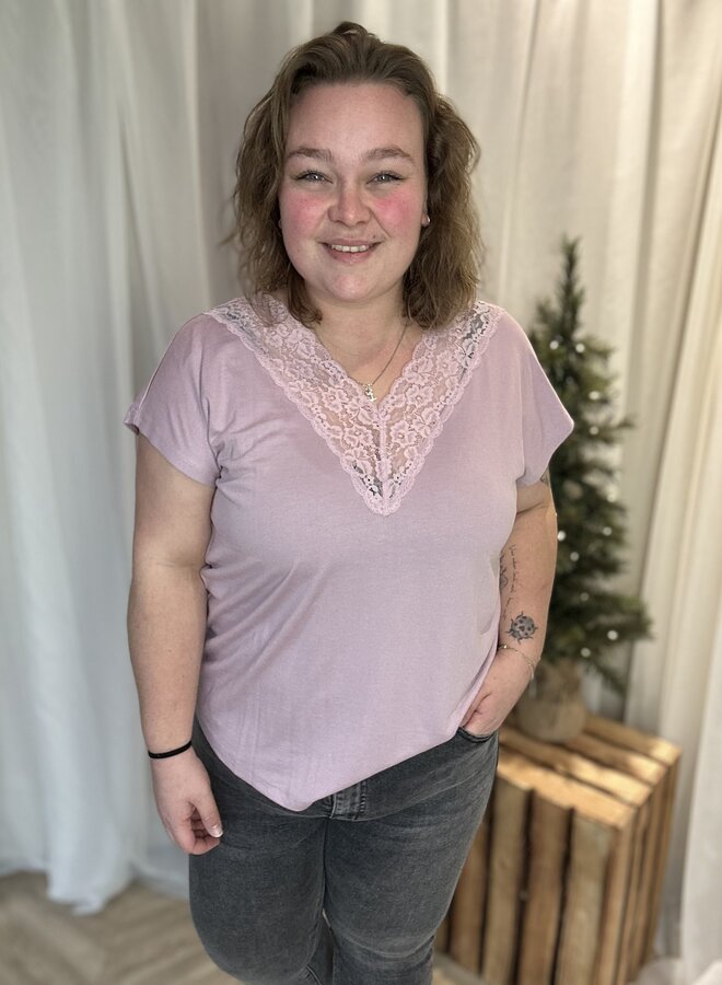 CARNICKY LIFE CAPSLEEVE V-NEKC TOP JRS Keepsake Lilac