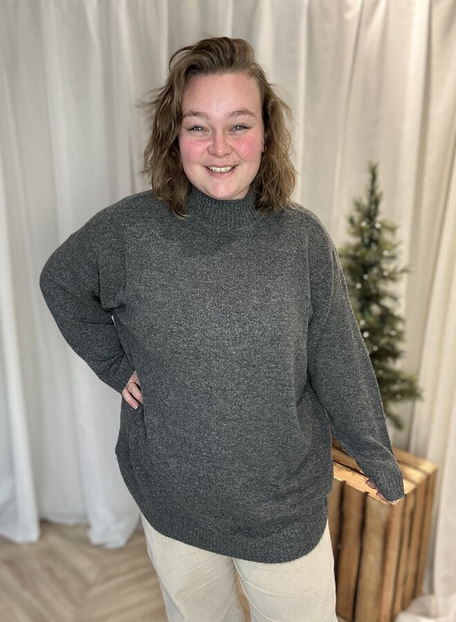 VMCPLAZA LS HIGHNCK LONG PULLOVER CUR Medium Grey Melange