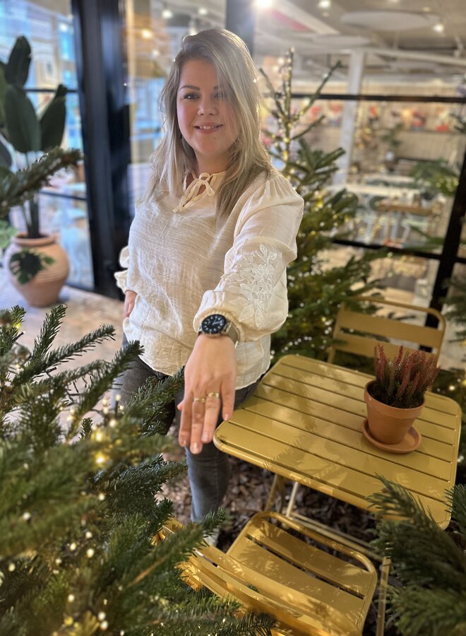 CARLANNE LS EMB TOP WVN Sandshell