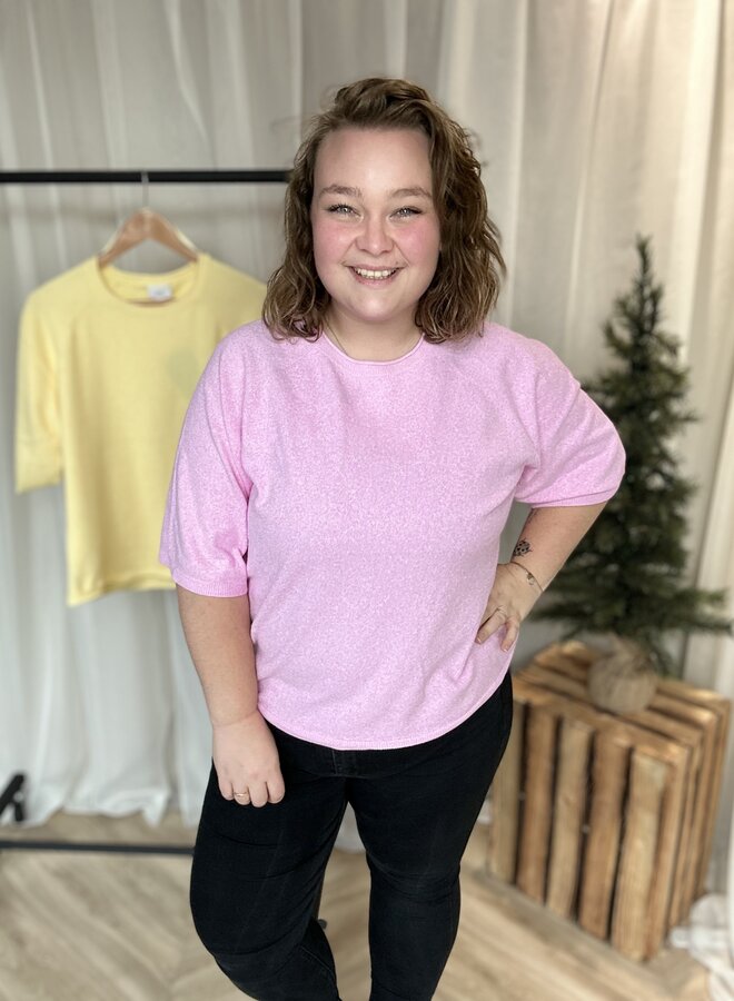 CARLOYAL 2/4 O-NECK PULLOVER KNT NOOS Super Pink/Melange