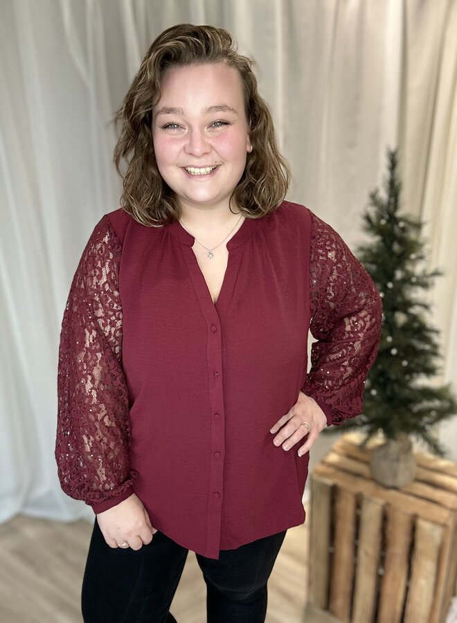 CARKAMMY LIFE LS V-NECK LACE SHIRT WVN