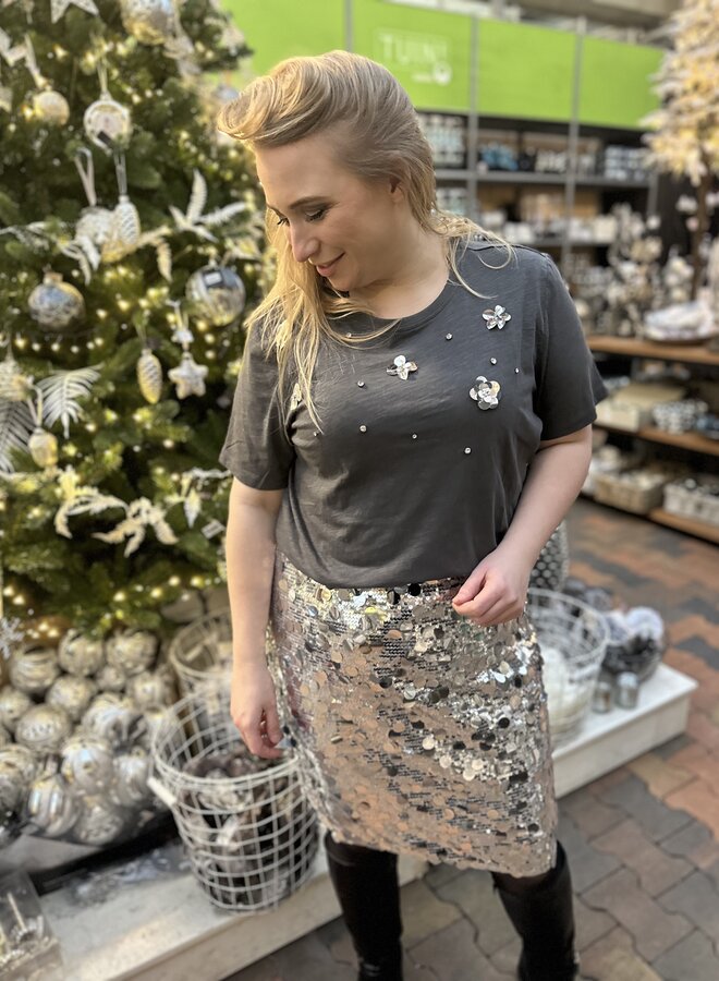 CARCENNA SHORT SEQUIN SKIRT JRS Silver/Silver seq