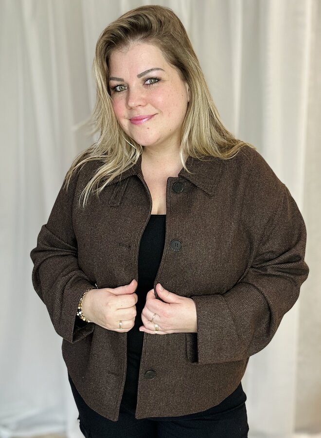 CARALEX LIFE SHORT JACKET OWT Seal Brown/Check