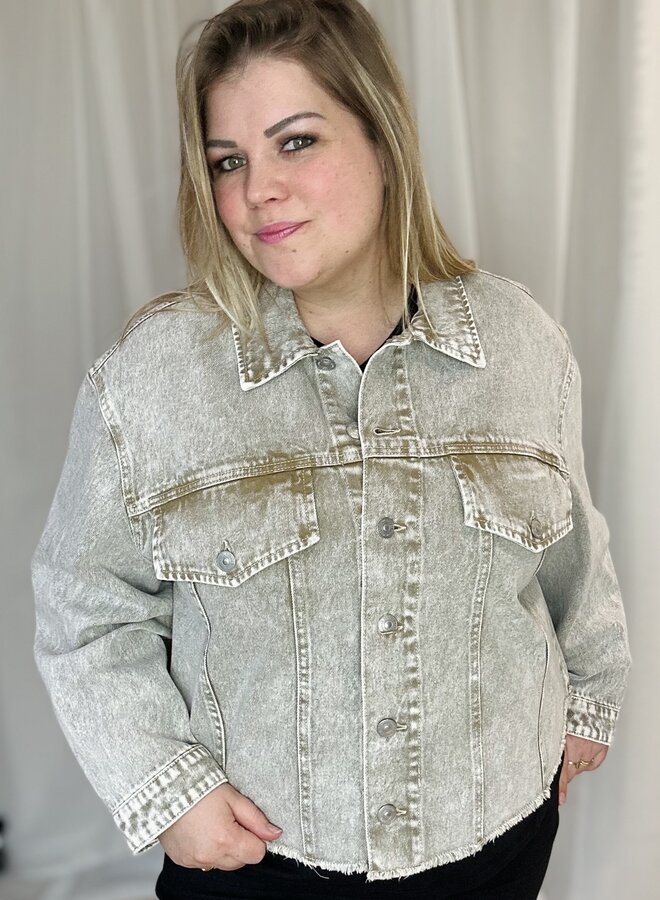 PCFAY CROPPED DENIM JACKET QX SANDSHELL