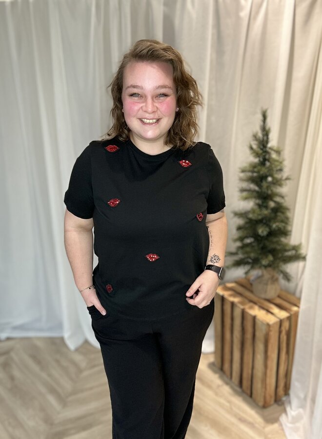 CARKITA LIFE SS JEANS TEE JRS Black/Lips