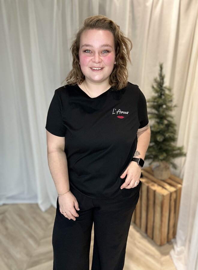 CARNINNA LIFE S/S O-NECK REG TEE JRS BS Black/LAMOUR LIP