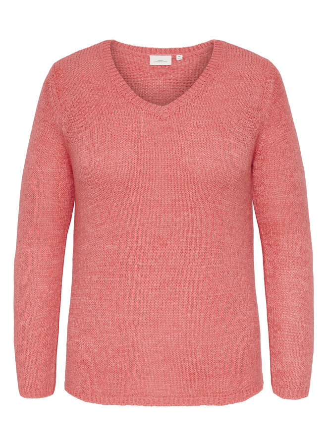 CARGEENA L/S V-NECK KNT NOOS Sugar Coral