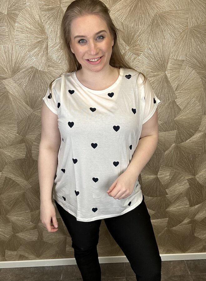 VMAVA PLAIN SS TOP MULTI AOP CUR Snow White/Navy Blaze