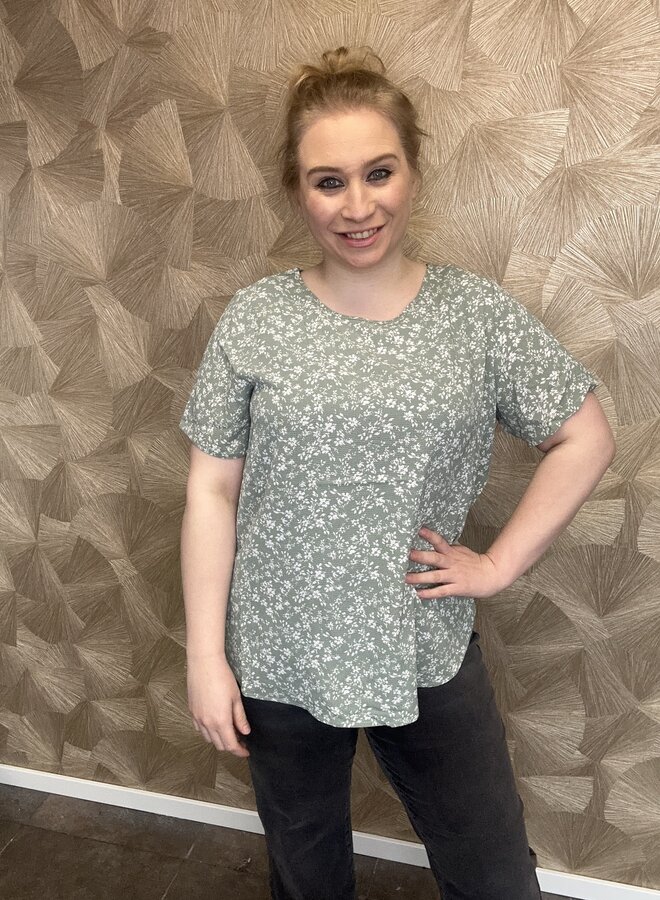 CARVICA S/S TOP WVN NOOS Riviera FOREST FLOWER