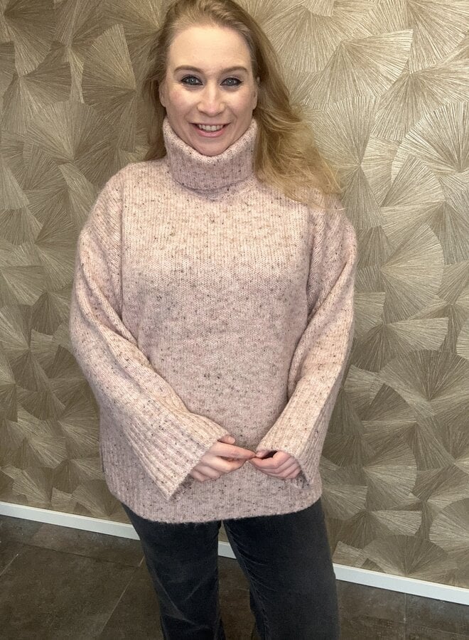 VMCINGRID LS ROLL NECK PULLOVER BOO CUR Pink Dogwood MELANGE LL19 FROM COLOR BOOK