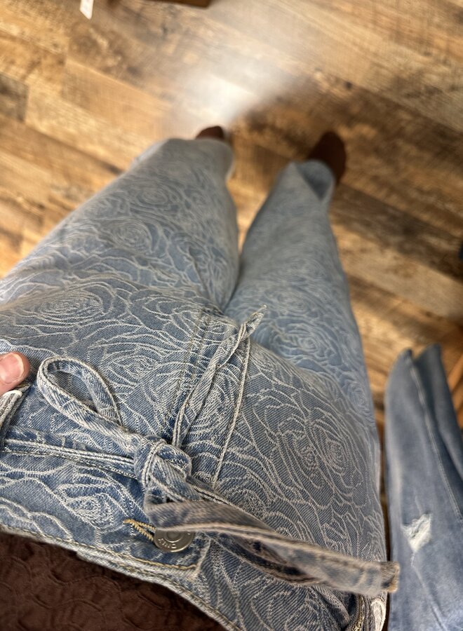 CARGIANNA MW STRAIGHT FLOWER DNM BJ Light Blue Denim