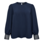 VMCALVA LACE LS O-NECK TOP WVN GA CUR Navy Blazer