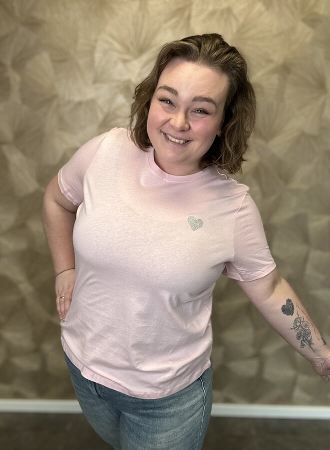 CARKITA LIFE S/S LOGO TOP JRS NOOS Rosy Touch/Silver Glitter