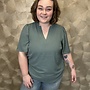 CARNOEMI LIFE 2/4 V-NECK BLOUSE WVN Balsam Green