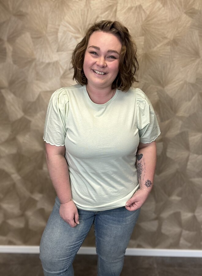 CARVERONIKA S/S WOVEN MIX TOP BOX JRS Green Lily/Green Lily