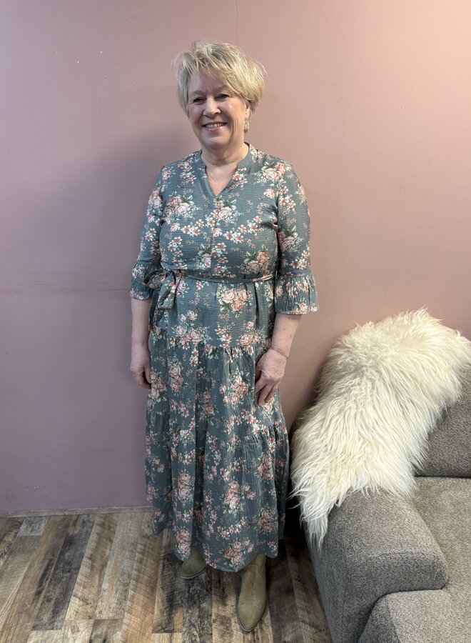 VMCVERA 3/4 MAXI DRESS WVN CUR Laurel Wreath/Bina Rose