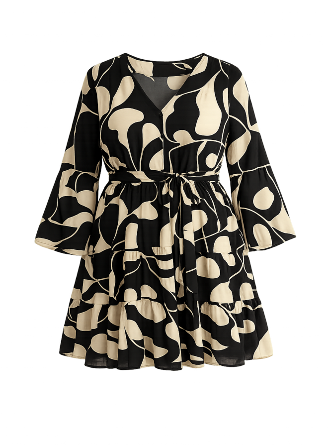 VMCVERA 3/4 SHORT DRESS WVN CUR Black Lina