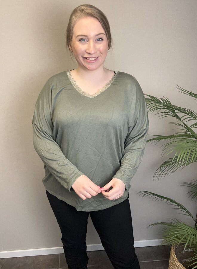 Shirt met kanten hals Hester