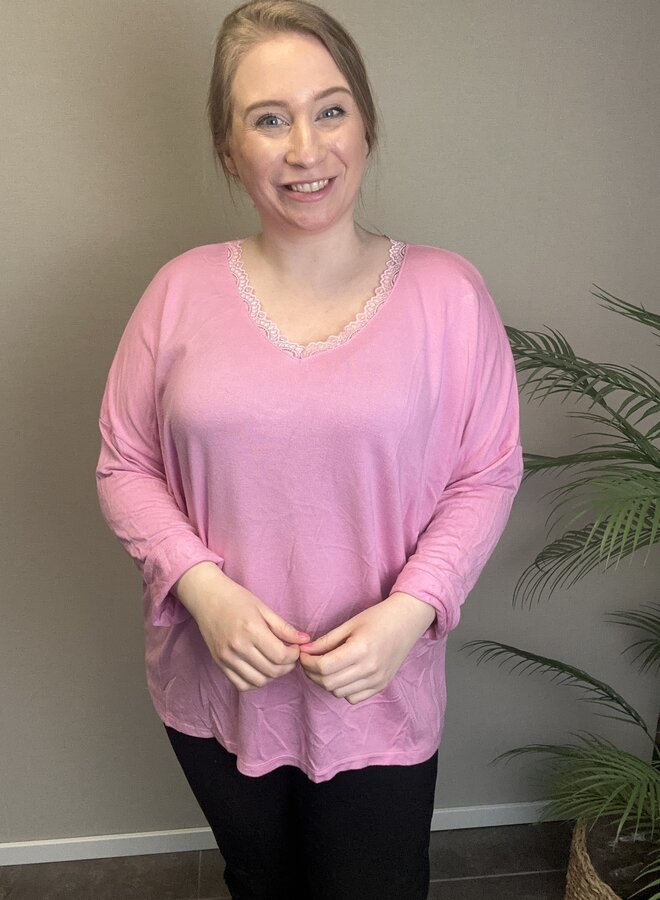 Shirt met kanten hals Hester