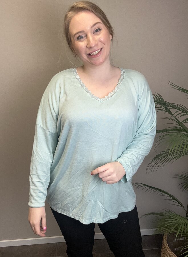 Shirt met kanten hals Hester