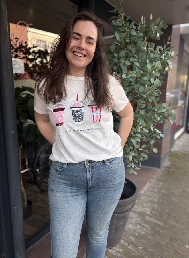 CARKITA LIFE SS O-NECK JEANS TEE JRS Cloud Dancer/Keep it cool