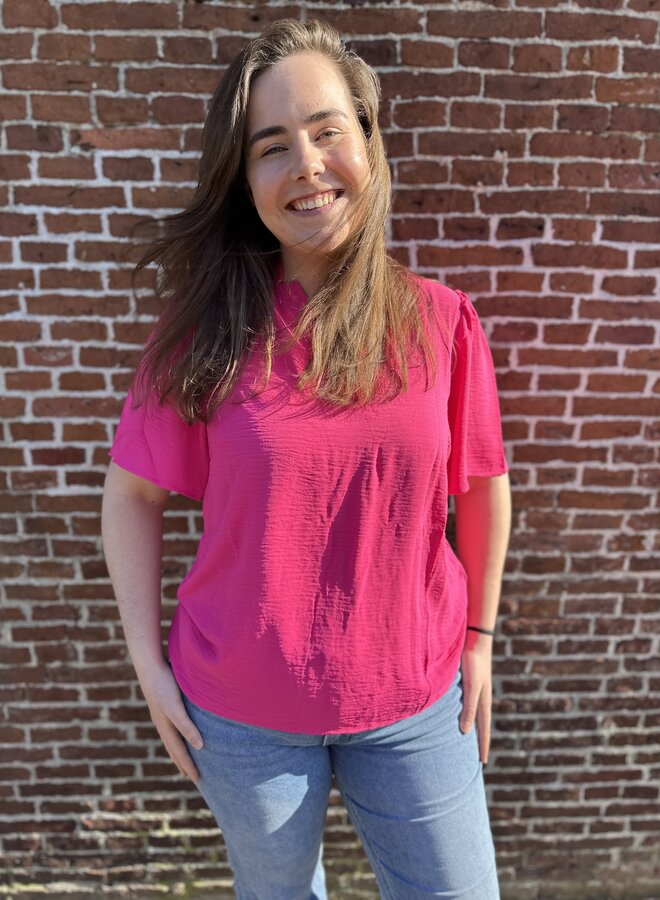 CARNOEMI LIFE 2/4 V-NECK BLOUSE WVN Pink yarrow