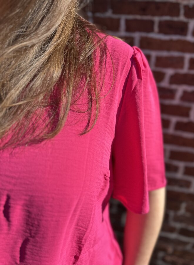 CARNOEMI LIFE 2/4 V-NECK BLOUSE WVN Pink yarrow