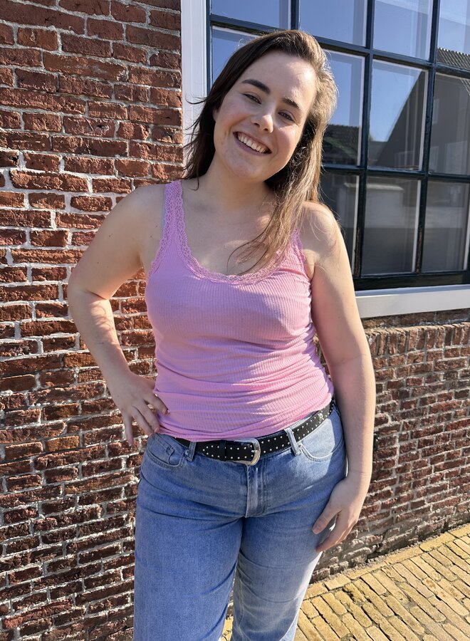 CARSARA SHARAI LACE TANK TOP JRS NOOS Begonia pink