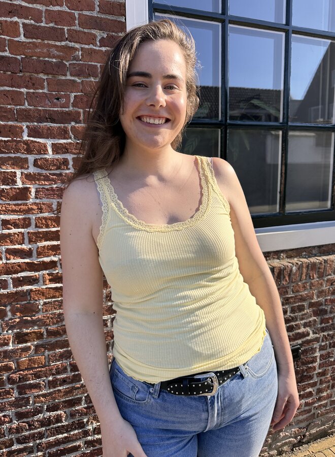 CARSARA SHARAI LACE TANK TOP JRS NOOS Double cream