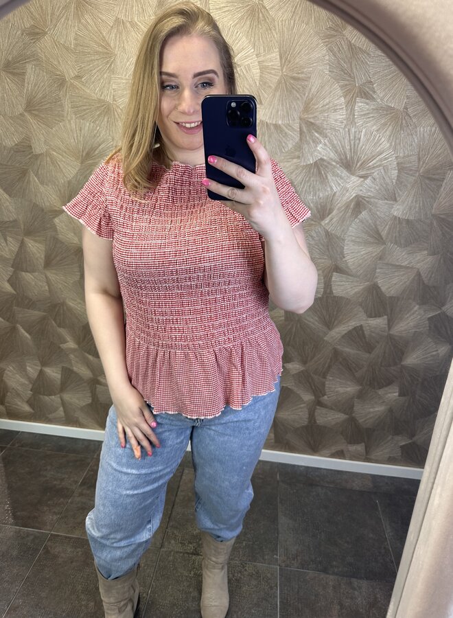 CARCELLE LIFE CAP SMOCK BOATNECK TOP JRS Barbados Cherry/Cloud dance