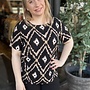 CARHELA VICA VIS S/S O-NECK TOP WVN Black/AZTEC