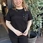 CARZENIA S/S O-NECK TOP JRS Black/Pocket emb