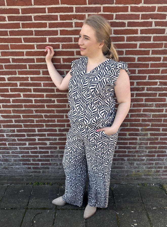 VMCJOSIE HW WIDE PANT WVN GA CUR Birch/Navy blaze