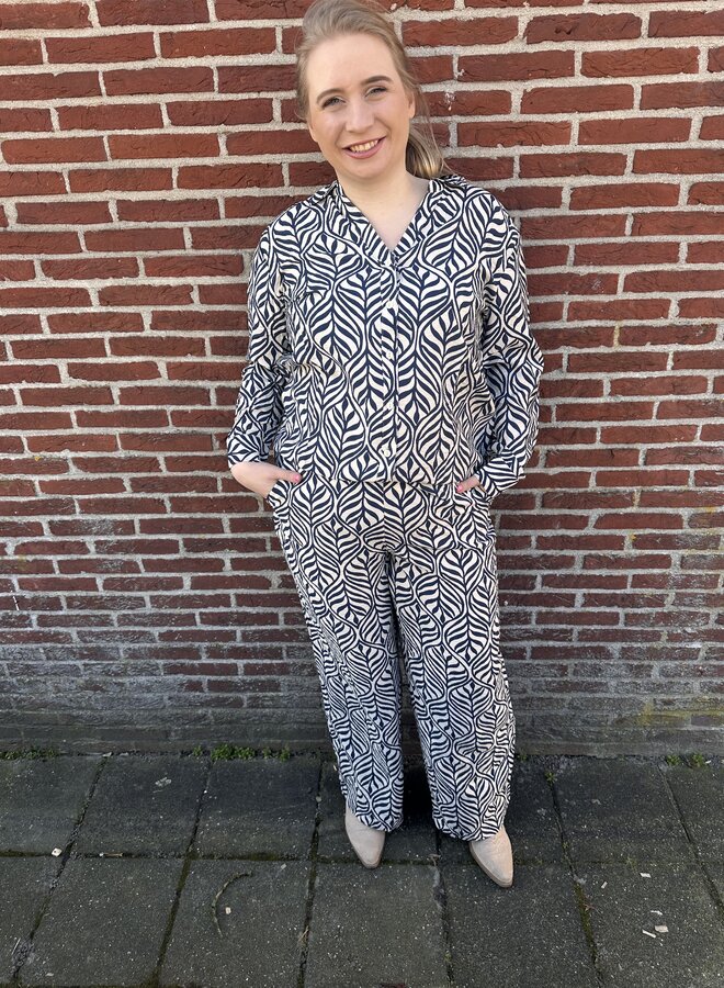 VMCJOSIE HW WIDE PANT WVN GA CUR Birch/Navy blaze