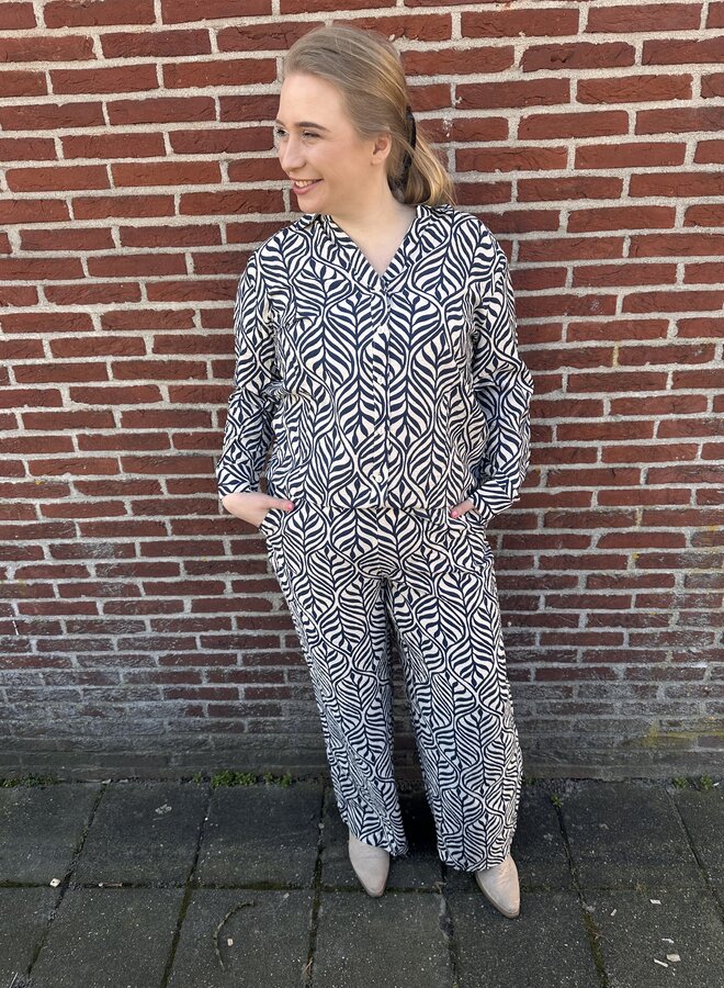 VMCJOSIE LS OVERSIZE SHIRT WVN GA CUR Birch/Navy blaze