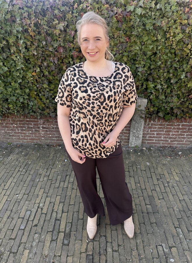 CARHELA VICA S/S O-NECK TOP WVN Peyote/LEO