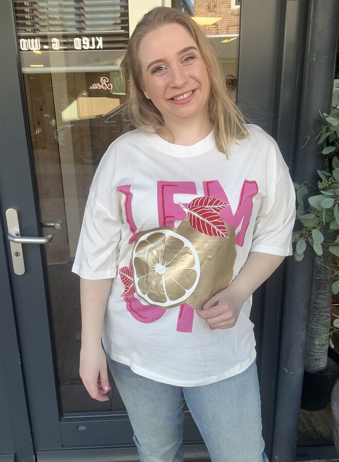 CARKOURTNEY  SS O-NECK TEE JRS Cloud dancer/Lemon