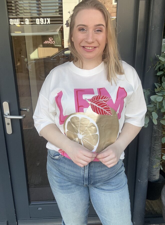 CARKOURTNEY  SS O-NECK TEE JRS Cloud dancer/Lemon