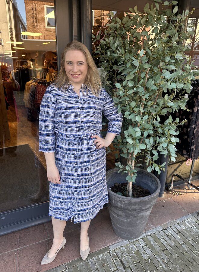 CARHAVANA 3/4 SHIRT CALF DRESS AOP Ultramarine/GRAPHIC WA