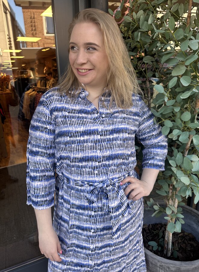 CARHAVANA 3/4 SHIRT CALF DRESS AOP Ultramarine/GRAPHIC WA