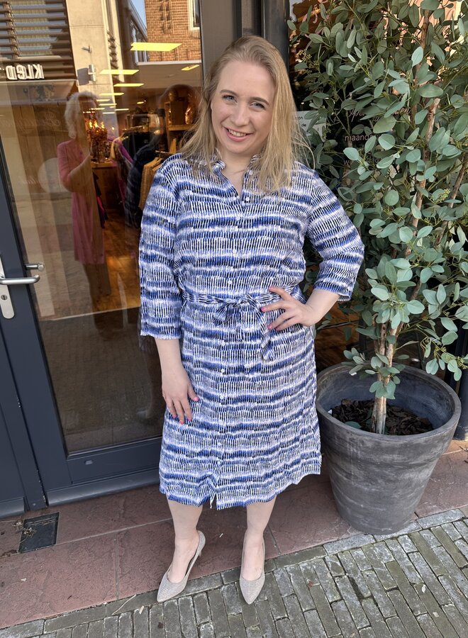 CARHAVANA 3/4 SHIRT CALF DRESS AOP Ultramarine/GRAPHIC WA