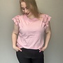 CARMACY S/S O-NECK MIX TOP JRS Romance Rose