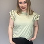 CARMACY S/S O-NECK MIX TOP JRS Laurel Green