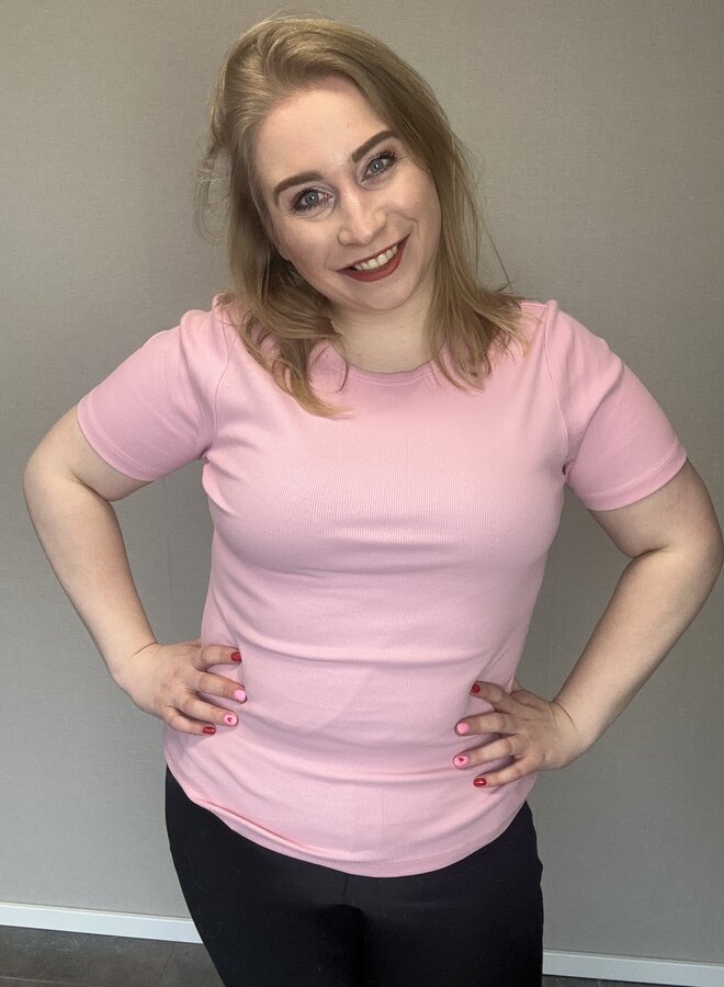 CARVAL S/S O-NECK TOP JRS Romance Rose