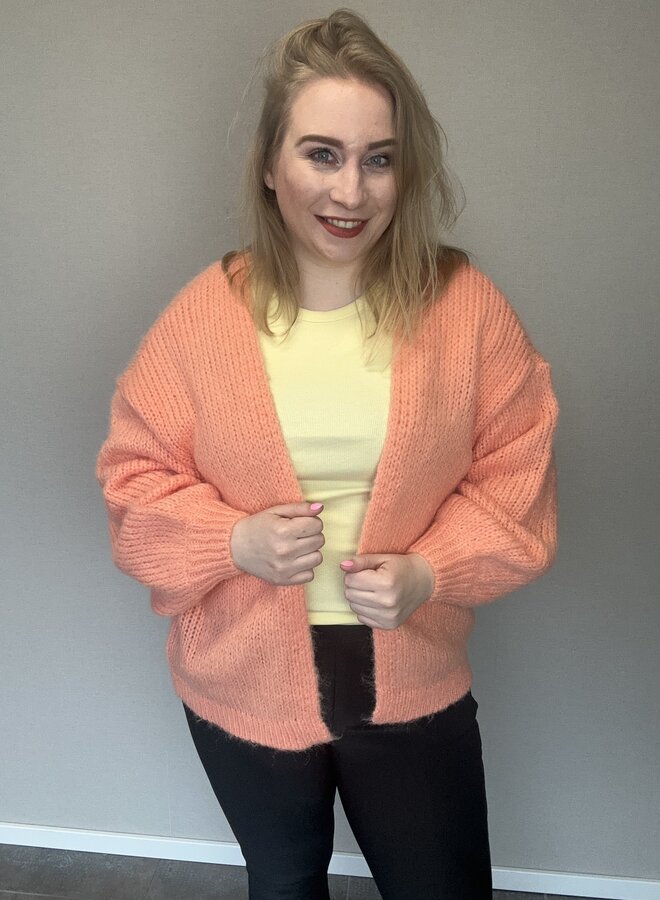 VMMAYBE LS OPEN CARDIGAN GA CUR Peach Cobbler